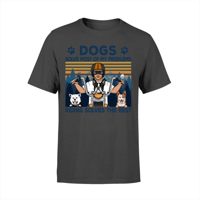 Biker Man And His Dogs - Personalized Shirt For Him, Dog Lovers, Motorcycle Lovers