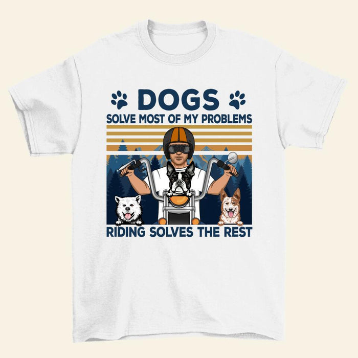 Biker Man And His Dogs - Personalized Shirt For Him, Dog Lovers, Motorcycle Lovers