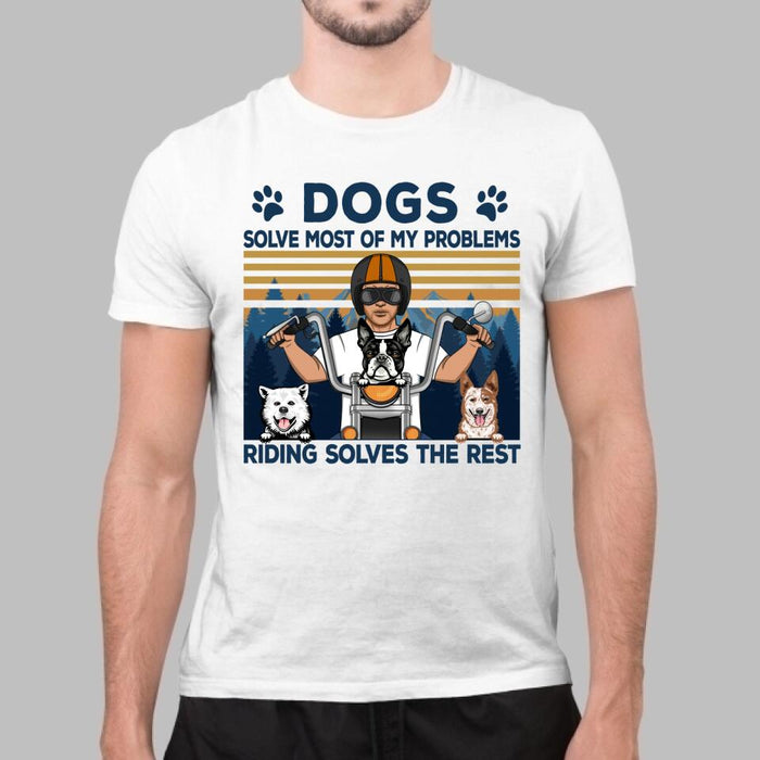 Biker Man And His Dogs - Personalized Shirt For Him, Dog Lovers, Motorcycle Lovers