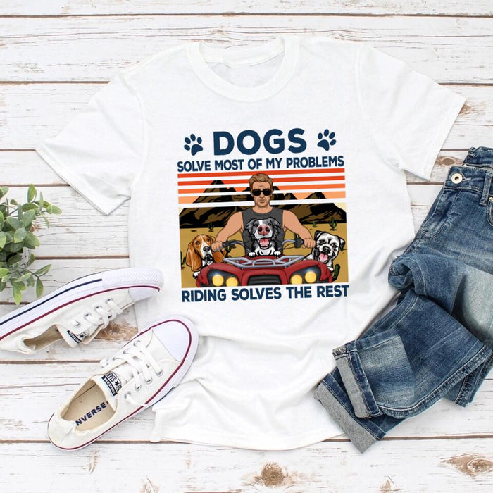 Biker Man/Woman And Dogs - Personalized Shirt For Him, Her, Dog Lovers, Off Road Lovers