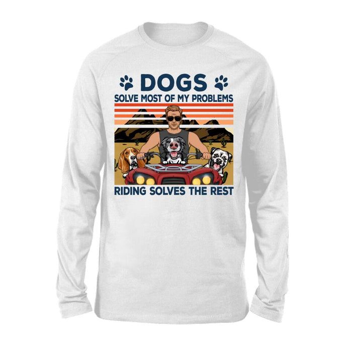 Biker Man/Woman And Dogs - Personalized Shirt For Him, Her, Dog Lovers, Off Road Lovers