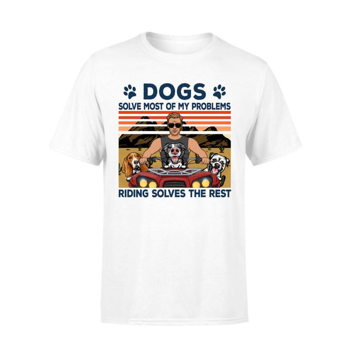 Biker Man/Woman And Dogs - Personalized Shirt For Him, Her, Dog Lovers, Off Road Lovers