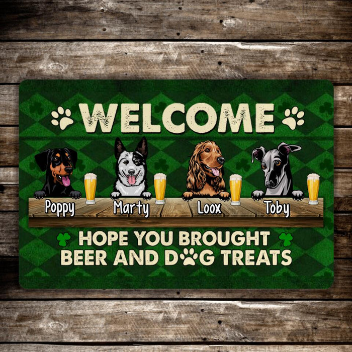 Hope You Brought Beer And Dog Treats - Dog Lover Personalized Gifts Custom Doormat For Family