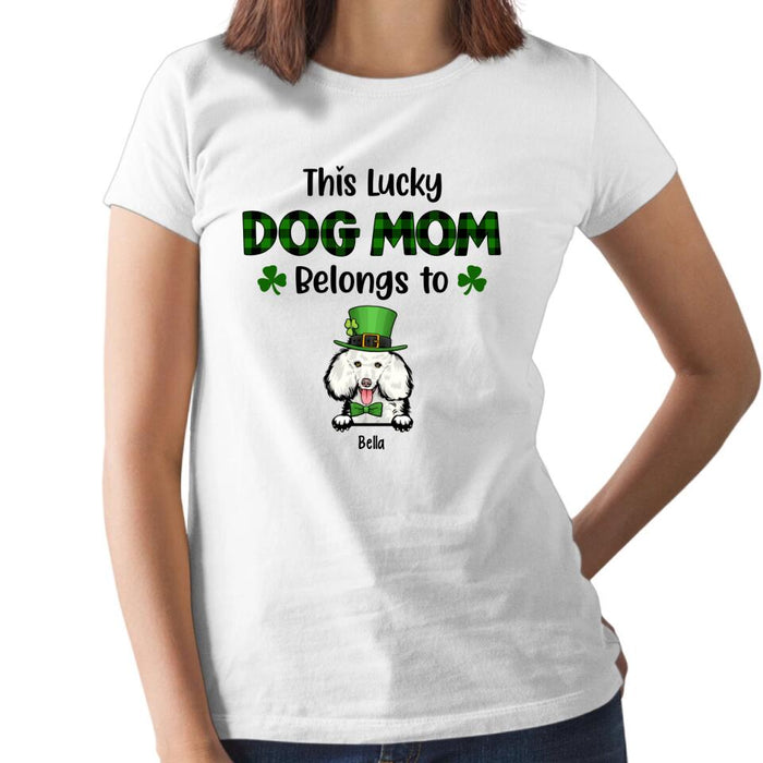 This Lucky Dog Mom Belongs to Dogs - Personalized Gifts Custom Dog Shirt for Dog Mom, Dog Lovers