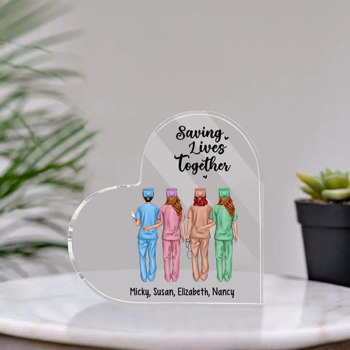 Saving Lives Together - Personalized Nurse Acrylic Plaque, Nurse Best Friends, Gift for Nurses