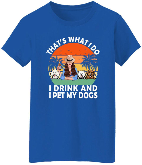 Personalized Shirt, A Girl Drinking With Funny Dogs, Gift For Dog Lovers