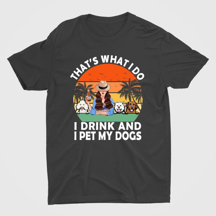 Personalized Shirt, A Girl Drinking With Funny Dogs, Gift For Dog Lovers