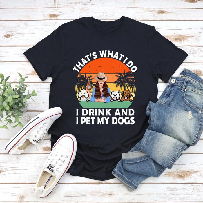 Personalized Shirt, A Girl Drinking With Funny Dogs, Gift For Dog Lovers