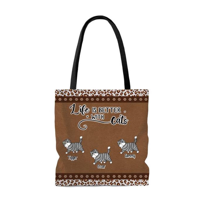 Life is Better with Cats - Personalized Gifts Custom Cat Tote Bag for Cat Mom, Cat Lovers