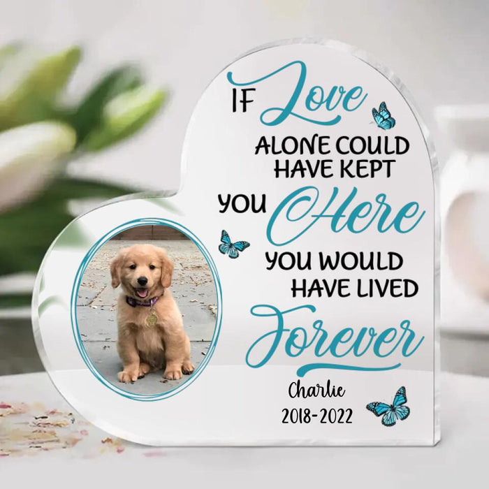 Personalized Photo Upload Gifts - Custom Dog Acrylic Plaque for Dog Mom, Dog Lovers - If Love Alone Could Have Kept You Here You Would Have Lived Forever