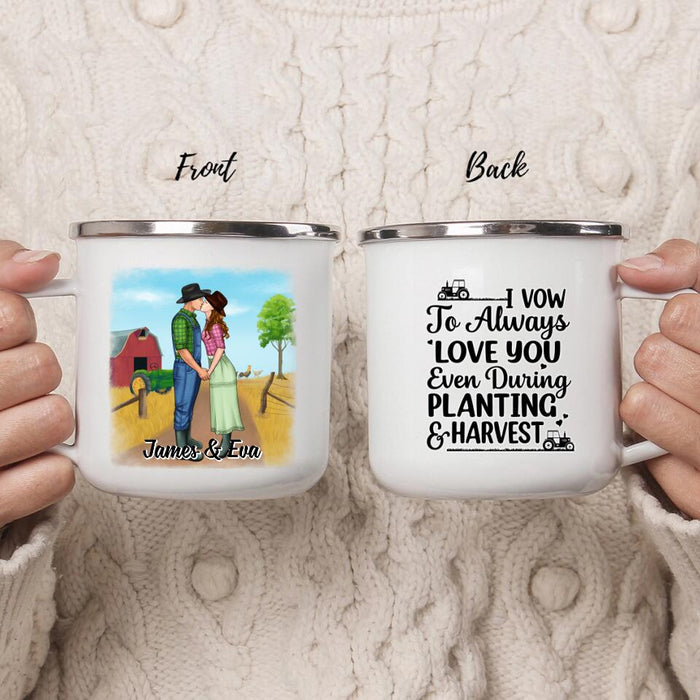 Love You Planting and Harvest - Personalized Gifts Custom Farmer Enamel Mug for Him or Her, Farmer