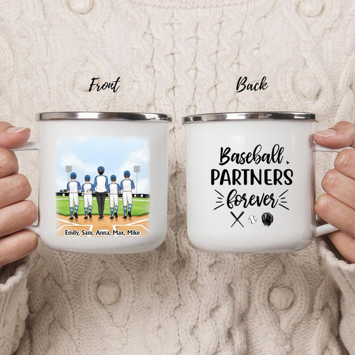 Baseball Partners for Life - Personalized Gifts Custom Enamel Mug for Son, Dad, or Son