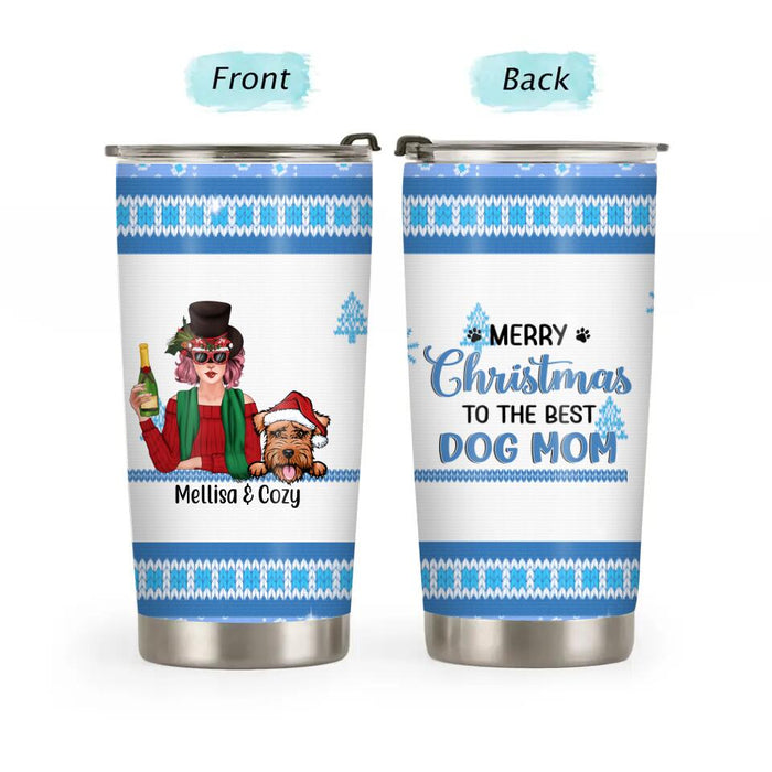 Merry Christmas to the Best Dog Mom - Christmas Personalized Gifts Custom Tumbler for Dog Lovers