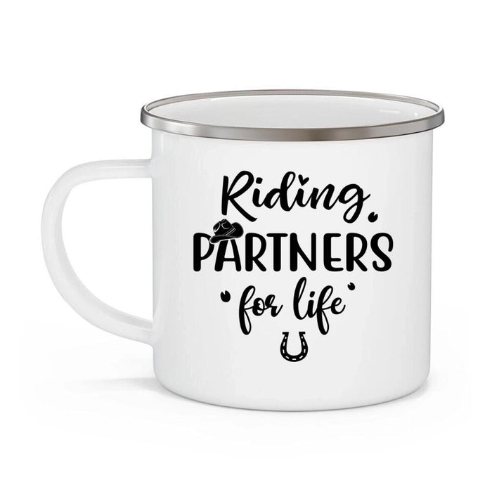 Riding Partners for Life - Personalized Gifts Custom Horse Enamel Mug for Family, Horse Lovers