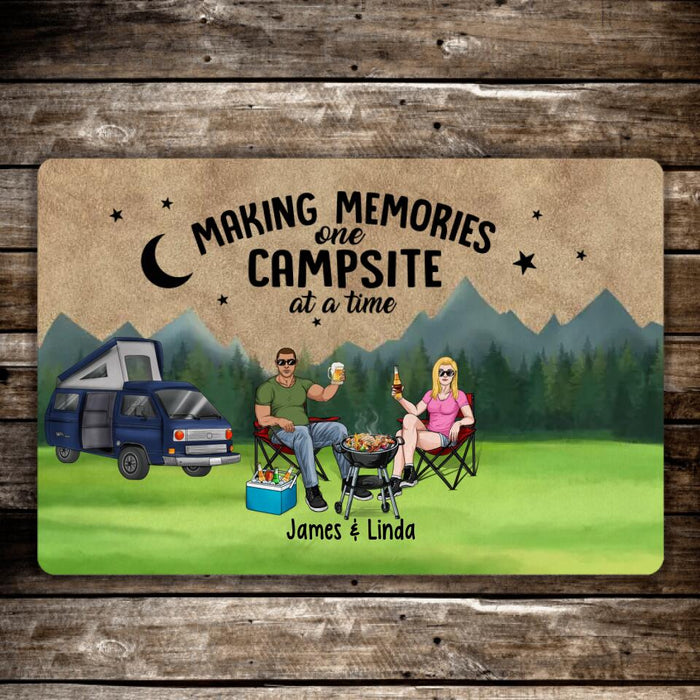 Making Memories One Campsite at a Time - Camping Personalized Gifts Custom Doormat for Couples