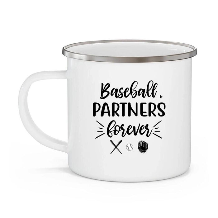 Baseball Partners for Life - Personalized Gifts Custom Enamel Mug for Son, Dad, or Son