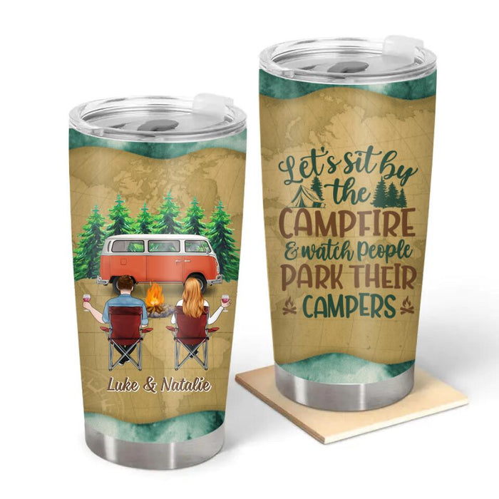 Personalized Tumbler, Gift For Family And Friends, Camping Lovers, Camping Couple With/Without Kids, Let's Sit By The Campfire