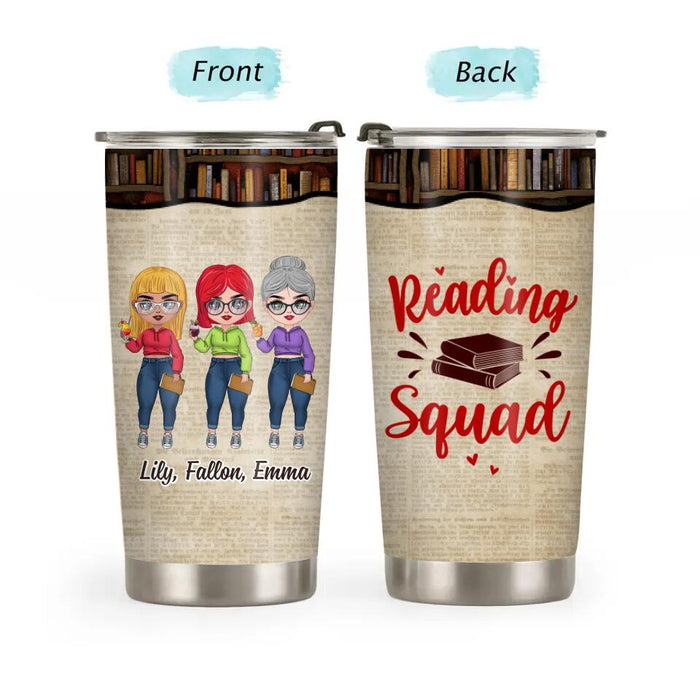 Personalized Tumbler, Up To 3 Girls, Gift For Sisters, Friends, Reading Lovers, Reading Squad, Girls Drinking And Reading