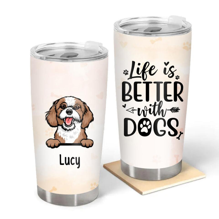 Love is a Four-Legged Word - Personalized Gifts Custom Dog Tumbler for Dog Mom, Dog Lovers