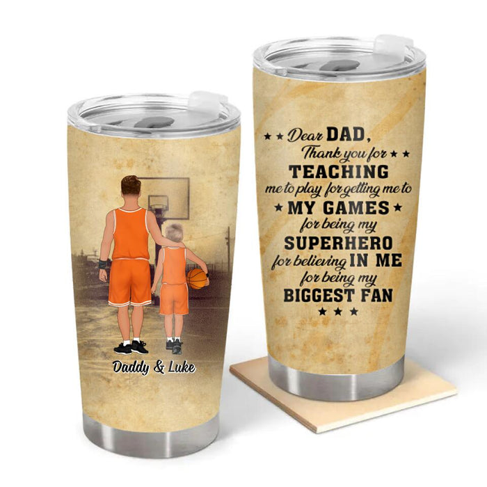 Dear Dad - Personalized Gifts Custom Basketball Tumbler for Kids and Dad - Basketball Gifts