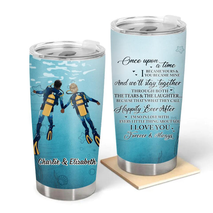 Love You Forever And Always - Personalized Tumbler For Couples, Him, Her, Scuba Diving