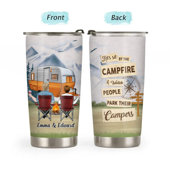 Let's Sit By The Campfire - Personalized Tumbler For Couples, Him, Her, Camping Lovers