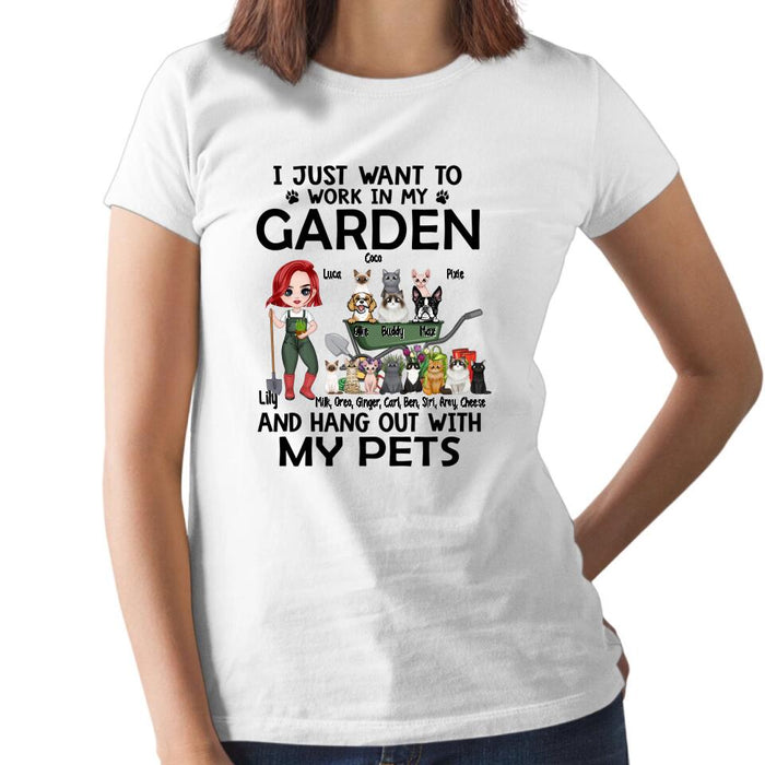 Up To 5 Pets I Just Want To Work In My Garden - Personalized Shirt For Him, Her, Pet Lovers, Gardener