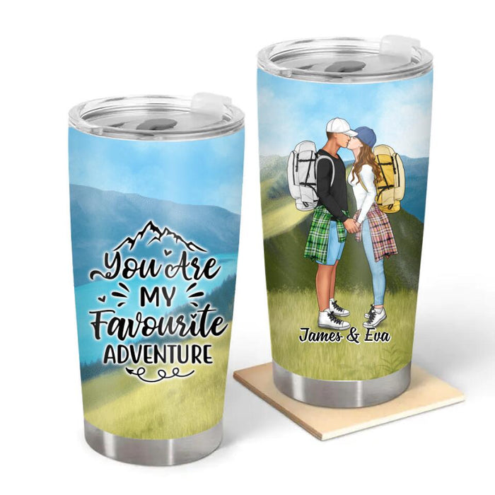 You are My Favourite Adventure Couple Kissing - Personalized Gifts Custom Hiking Tumbler for Couples, Hiking Lovers