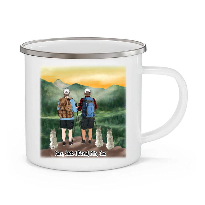 Hiking Partners for Life - Personalized Gifts Custom Hiking Enamel Mug for Dog Dad, Hiking Lovers