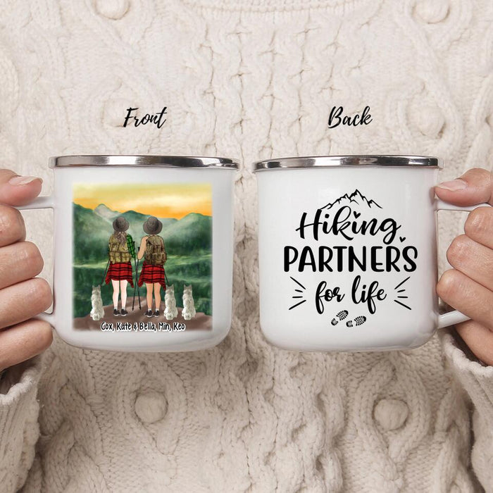 Hiking Partners for Life - Personalized Gifts Custom Hiking Enamel Mug for Dog Mom, Hiking Lovers