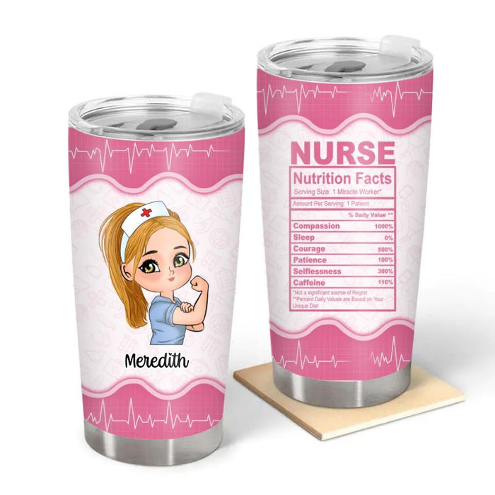 Up To 2 Chibi Nurse Nutrition Facts - Personalized Tumbler For Her, Nurse