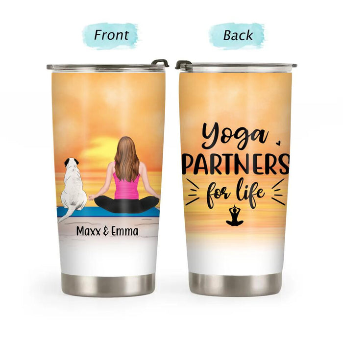 Personalized Tumbler, Yoga Girl With Pets, Gift For Yoga Lovers, Dog Lovers, Cat Lovers