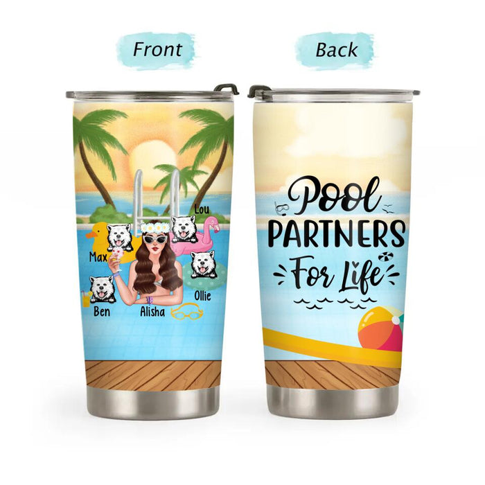 Personalized Tumbler, Pool Partners For Life, Up To 4 Pets, Gift For Dog Lovers, Gift For Cat Lovers