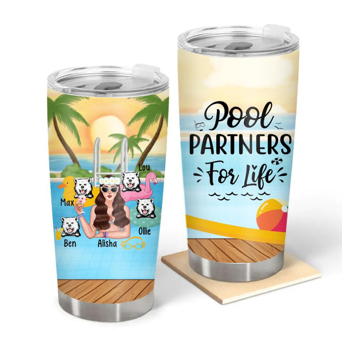 Personalized Tumbler, Pool Partners For Life, Up To 4 Pets, Gift For Dog Lovers, Gift For Cat Lovers