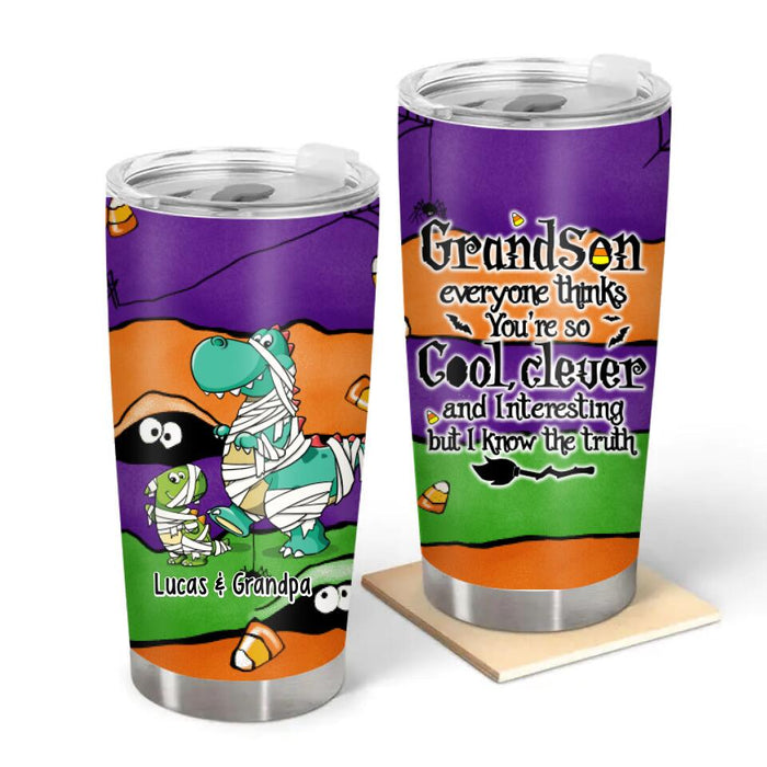 Dinosaur Grandpa and Grandson - Halloween Personalized Gifts Custom Tumbler for Son