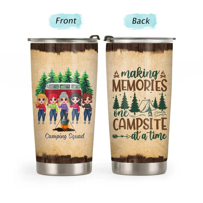 Personalized Tumbler, Gift For Sisters, Best Friends, Camping Lovers, Up To 5 Girls, Sisters Drinking, Making Memories One Campsite At A Time