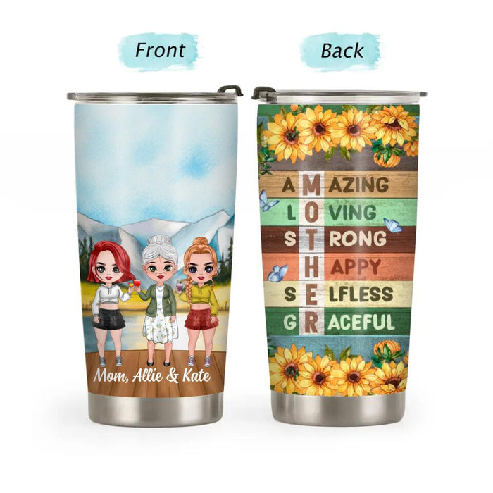 Up to 2 Daughters Mom Amazing Loving - Personalized Gifts Custom Tumbler for Daughter for Mom