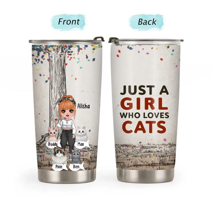 Just a Girl Who Loves Cats - Personalized Gifts Custom Cat Tumbler for Cat Mom, Cat Lovers