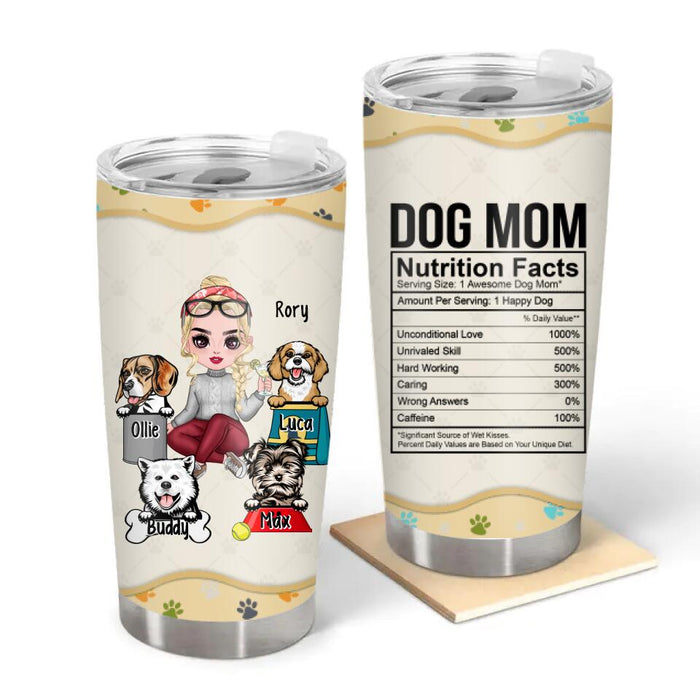 Up to 4 Dogs and Dog Mom - Personalized Gifts Custom Dog Tumbler for Dog Mom, Dog Lovers