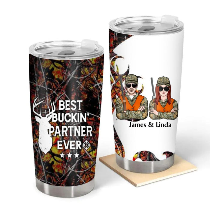 Best Buckin' Partner Ever - Personalized Tumbler For Couples, Friends, Hunting