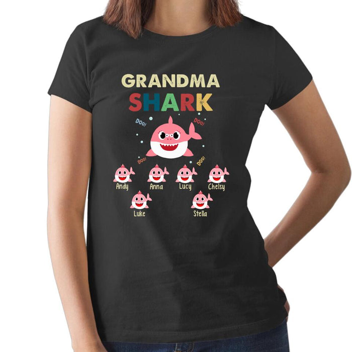 Grandma Shark Doo Doo Doo - Personalized Gifts Custom Shirt For Grandparent