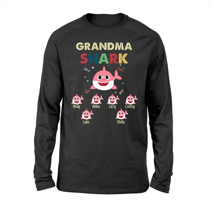 Grandma Shark Doo Doo Doo - Personalized Gifts Custom Shirt For Grandparent