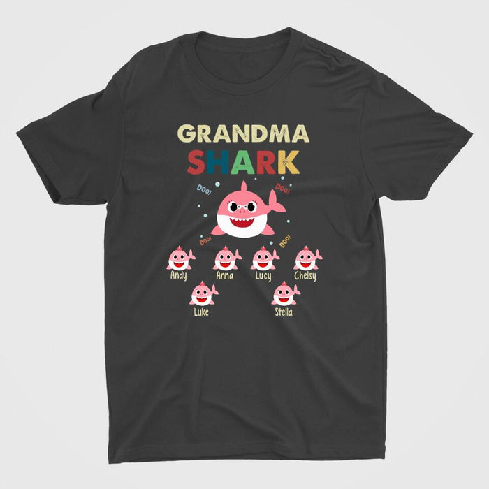 Grandma Shark Doo Doo Doo - Personalized Gifts Custom Shirt For Grandparent