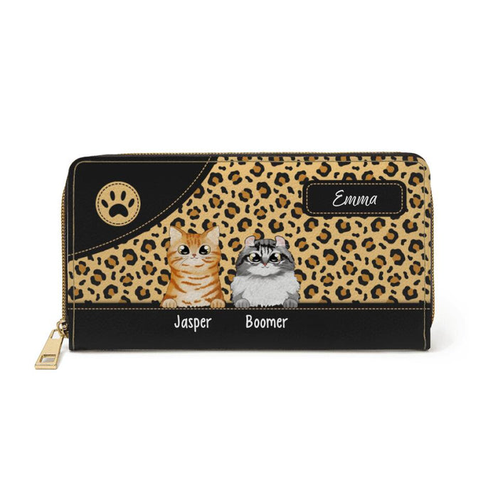 Custom Cat Purse Leopard Sublimation - Personalized Wallet Gifts for Cat Mom, Cat Lovers