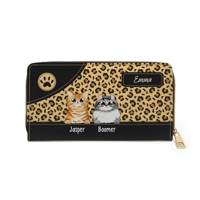 Custom Cat Purse Leopard Sublimation - Personalized Wallet Gifts for Cat Mom, Cat Lovers