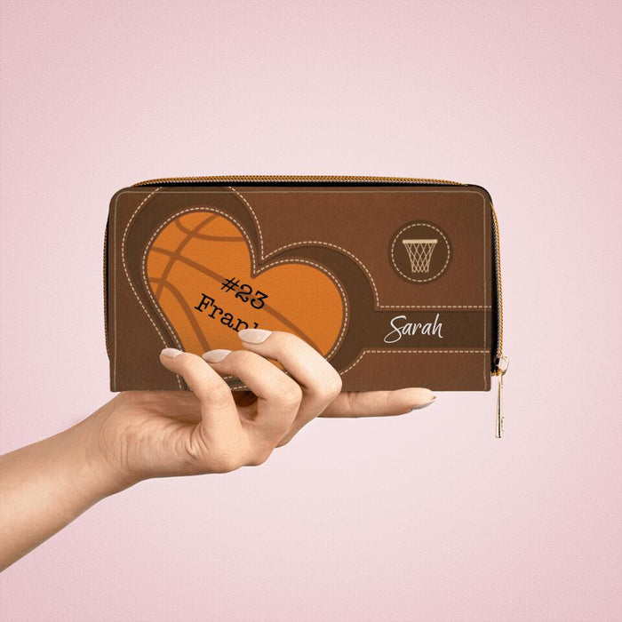 Custom Basketball Purse with Name - Personalized Gifts Custom Wallet for Basketball Mom, Basketball Lovers