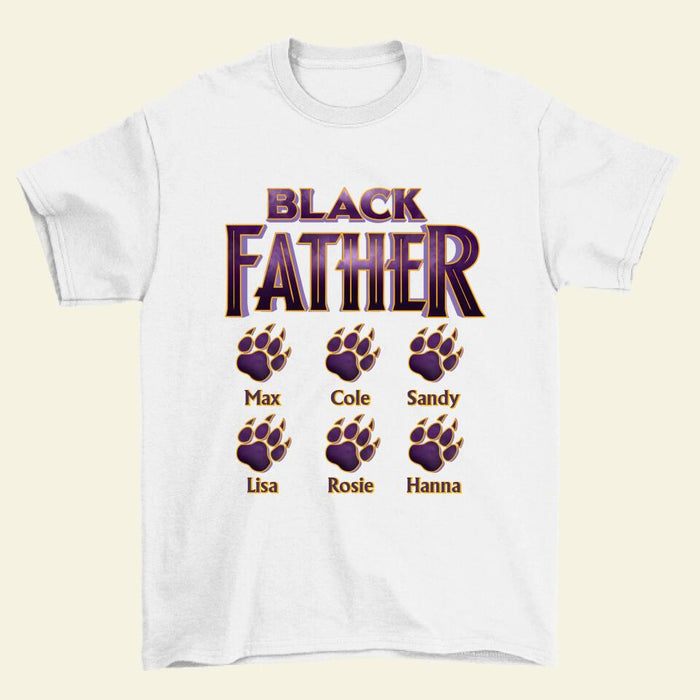 Black Father with Kids Names - Personalized Gifts Custom Funny Shirt For Dad, Funny Gifts