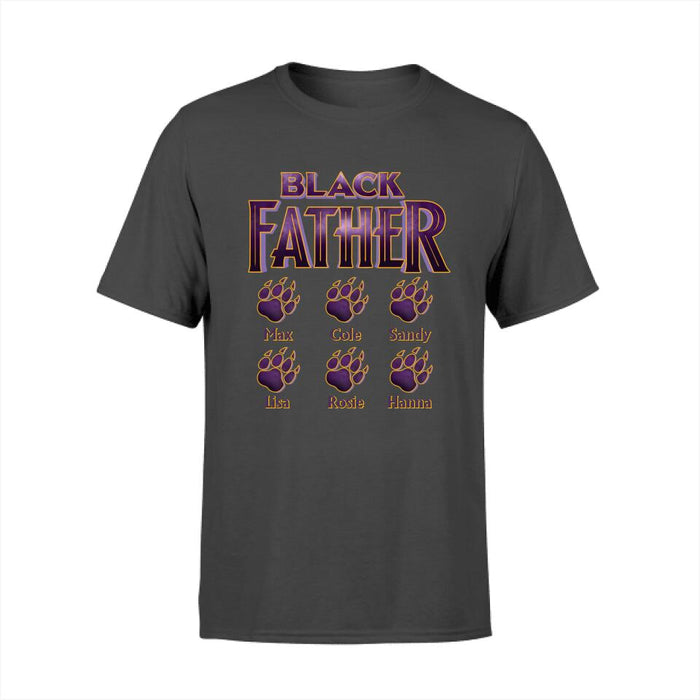 Black Father with Kids Names - Personalized Gifts Custom Funny Shirt For Dad, Funny Gifts