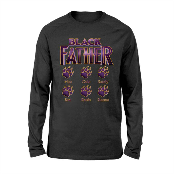 Black Father with Kids Names - Personalized Gifts Custom Funny Shirt For Dad, Funny Gifts