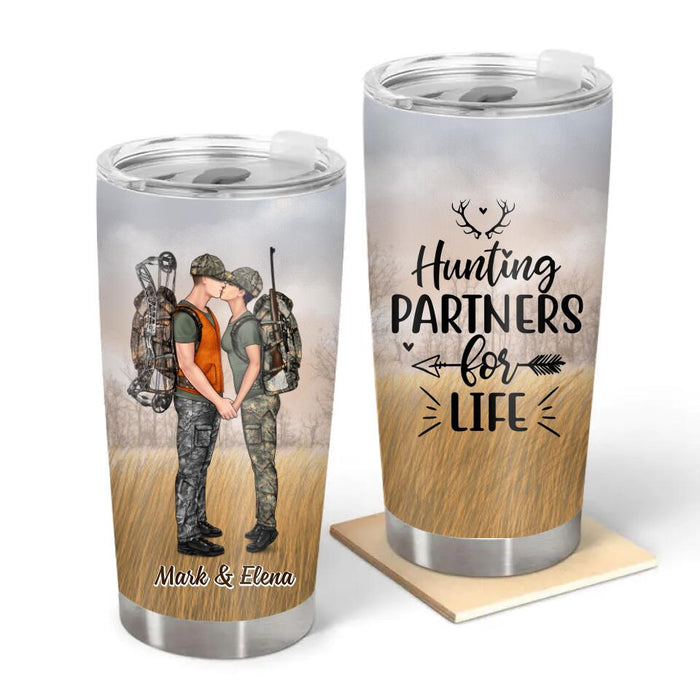 Best Buckin' Partner Ever Couple Kissing - Personalized Gifts Custom Tumbler for Couples, Hunting Lovers